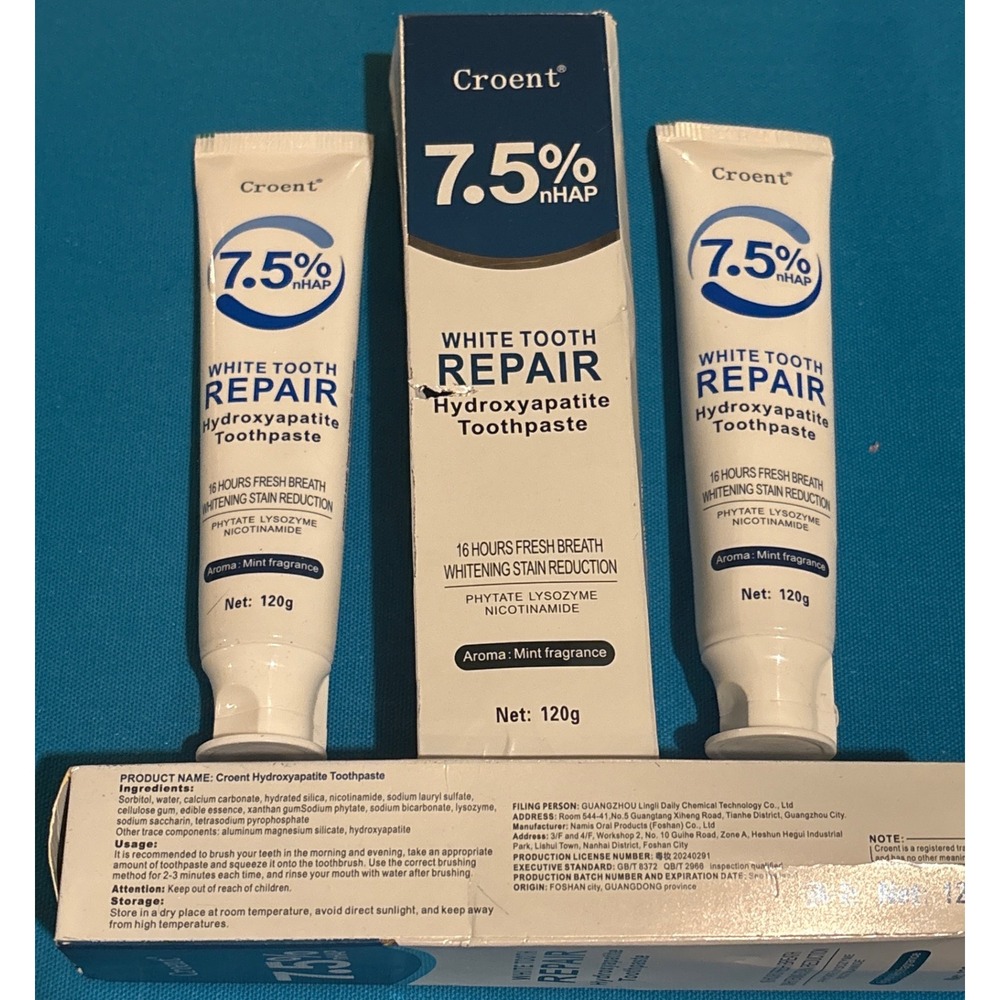 NEW Hydroxyapatite Toothpaste 7.5% Enamel Strengthening & Protection, Mint x2 - Picture 10 of 10